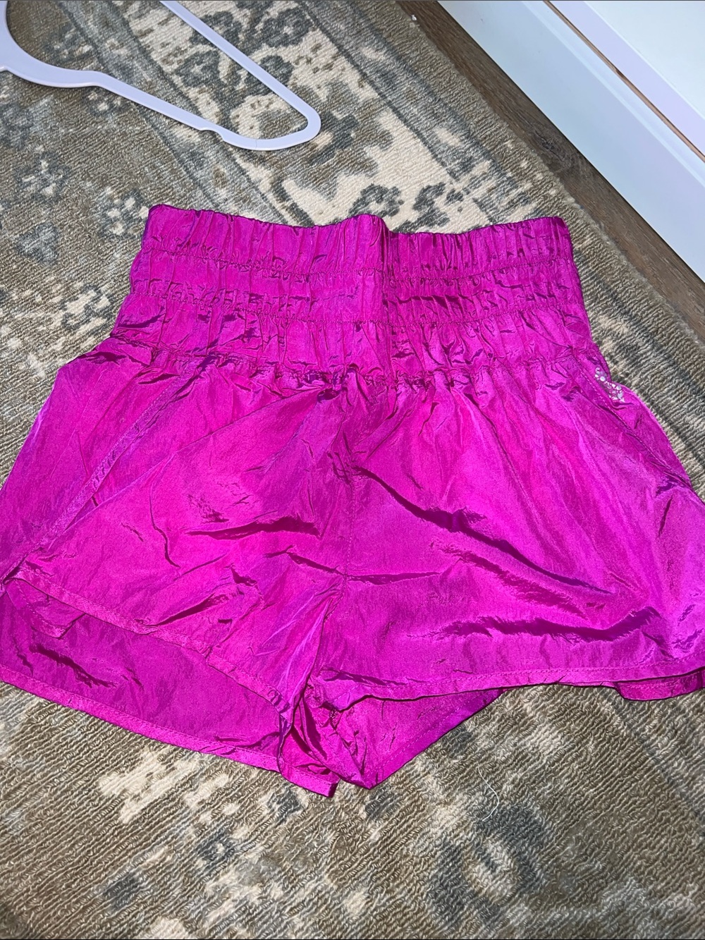 FP Movement by Free People High-Waist Shirred Pink Shorts